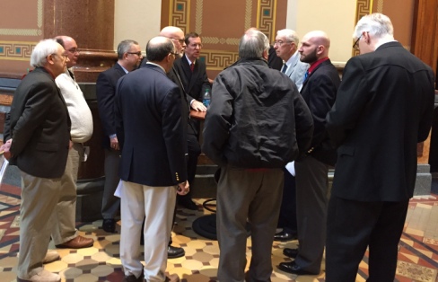 The FAMiLY LEADER's Chuck Hurley with pastors at Iowa Capitol