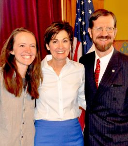 Renee Aamodt, Gov. Reynolds, and Chuck Hurley